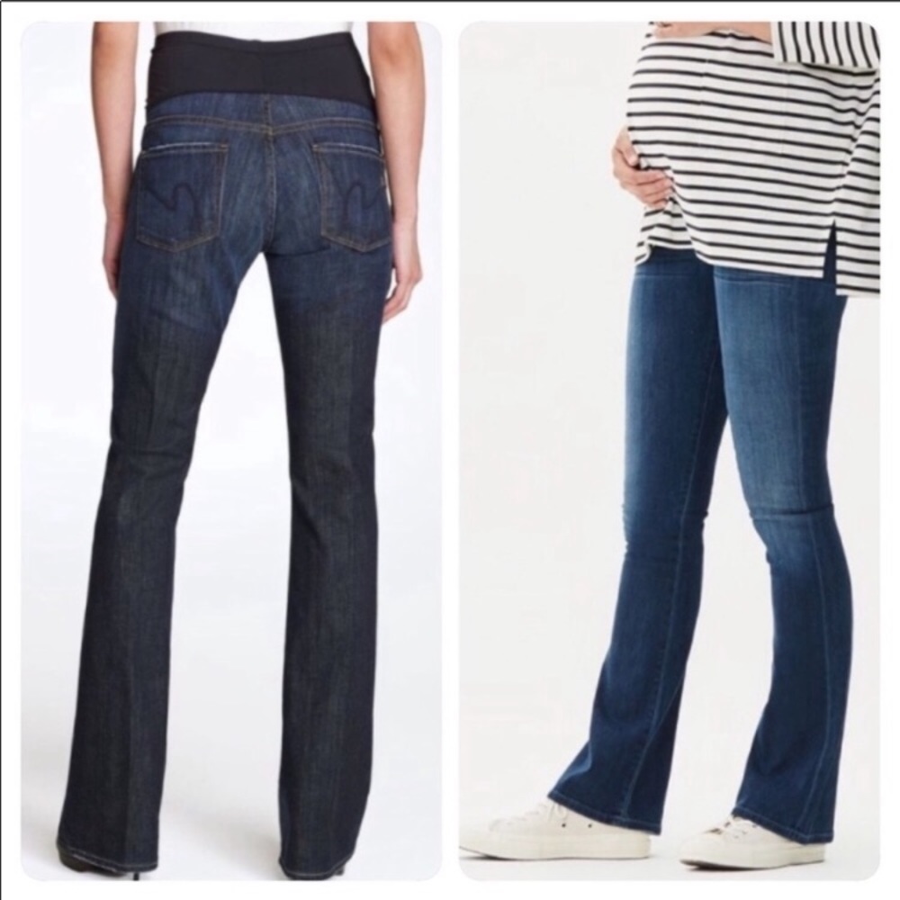 Citizens Of Humanity Two-Tone Blue Maternity Flare Jeans